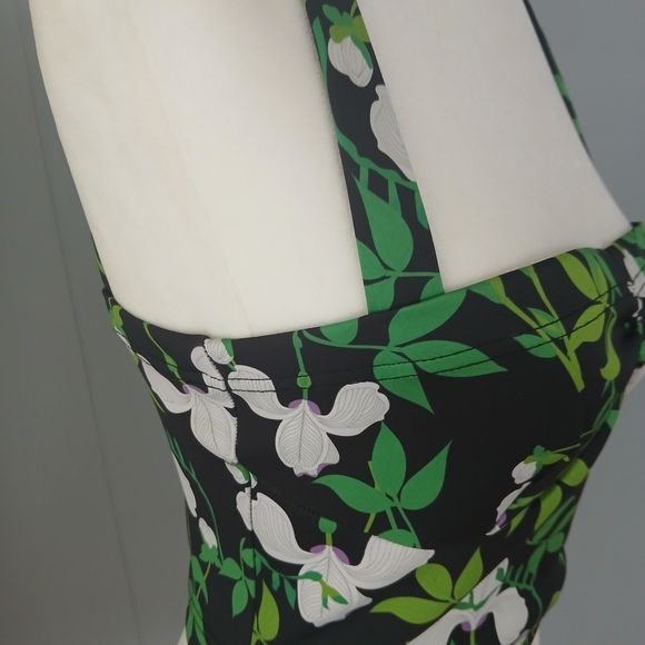 Cynthia Rowley Devi Bonded Tank - Green/White Floral Size S. FL - Picture 3 of 6